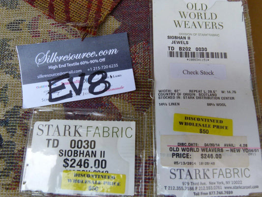 27 Ev8 Scalamandre Showroom Sample Square Siobhan Ii Jewels Medallion Floral Linen Wool MSRP USD 246/Y