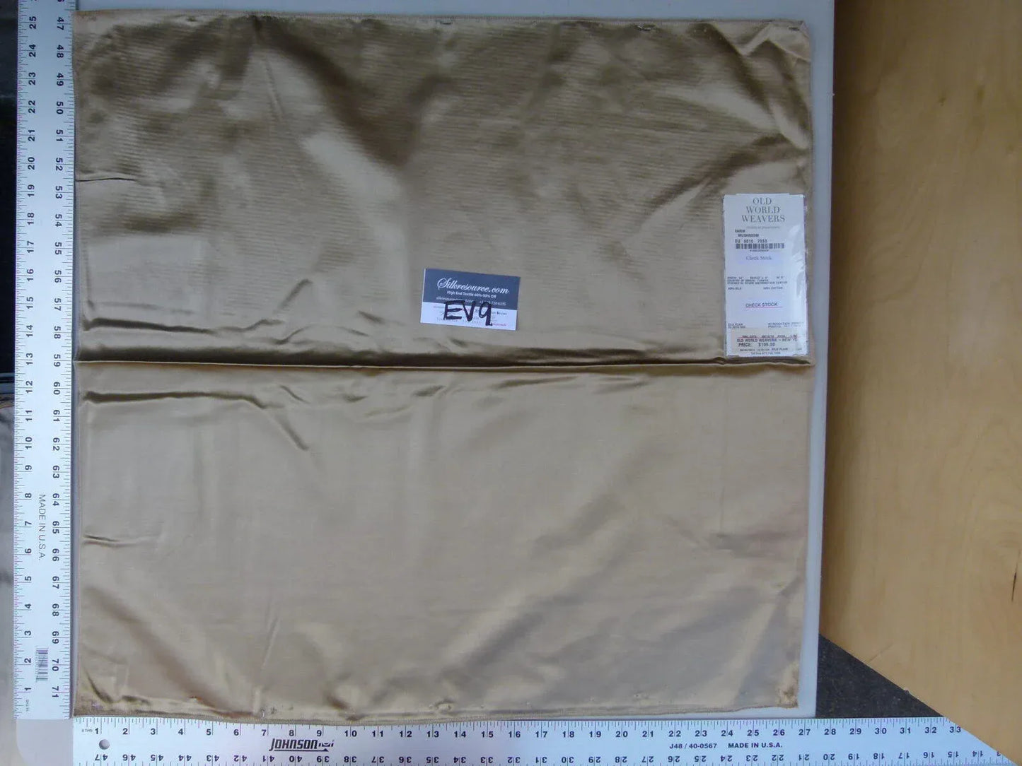 3 Ev9 Scalamandre Showroom Sample Square Sarin Silk Satin Mushroom Light Brown Solid