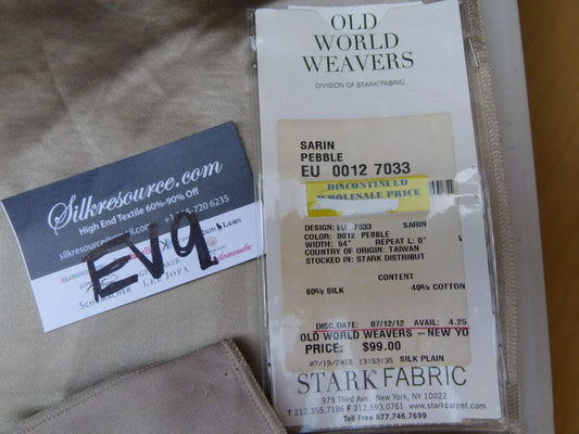 4 Ev9 Scalamandre Showroom Sample Square Sarin Silk Satin Pebble Taupe Brown Solid