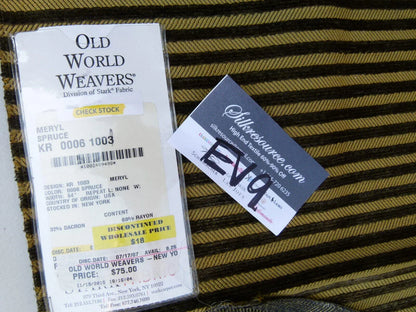 5 Ev9 Scalamandre Showroom Sample Square Meryl Spruce Green Tan Woven Stripe