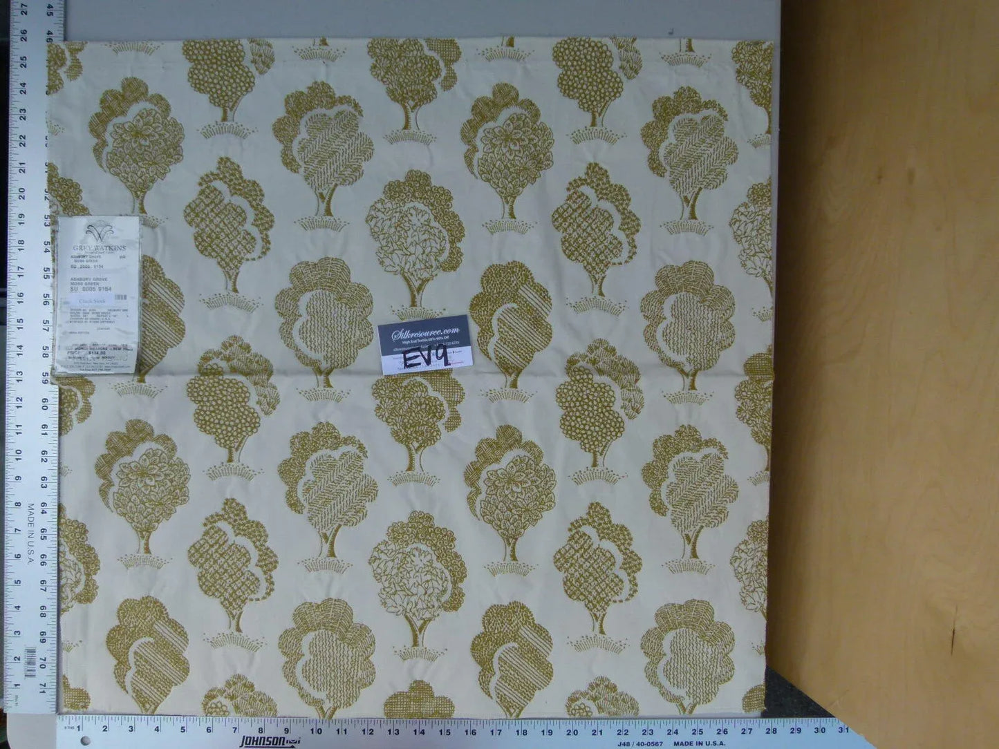 8 Ev9 Scalamandre Showroom Sample Square Ashbury Grove Moss Green MSRP USD 152/Y