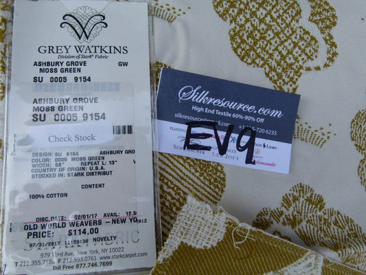 8 Ev9 Scalamandre Showroom Sample Square Ashbury Grove Moss Green MSRP USD 152/Y