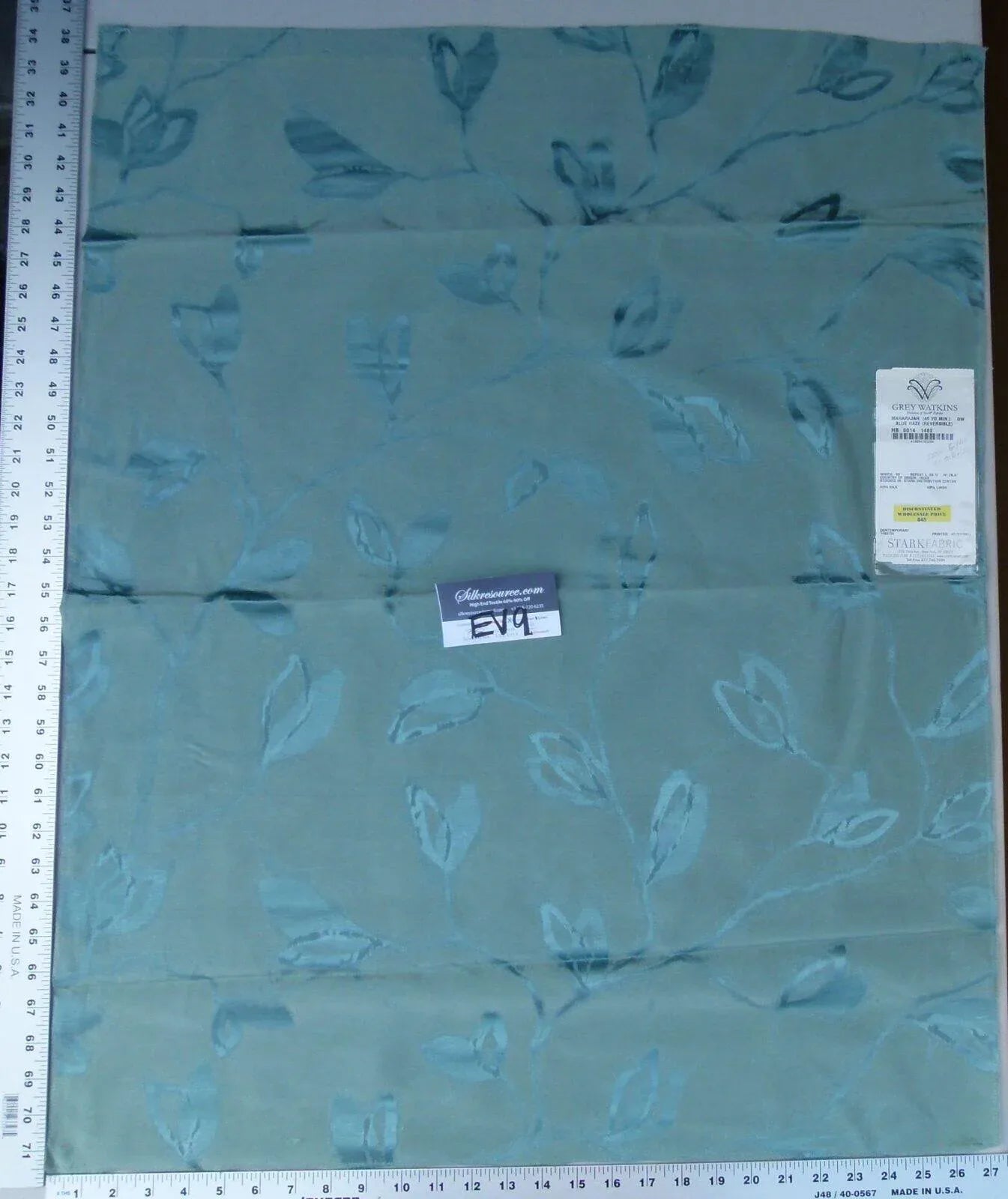 9 Ev9 Scalamandre Showroom Sample 33"x26" Maharajah Blue Haze Silk Linen Damask Reversible MSRP USD 348/Y