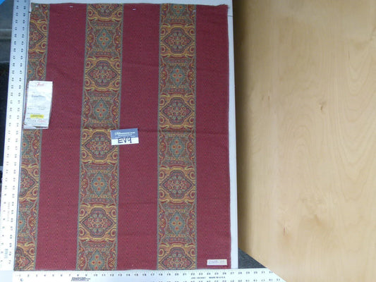 14 Ev9 Scalamandre Showroom Sample 33"x26" Raja Stripe Red Tapestry