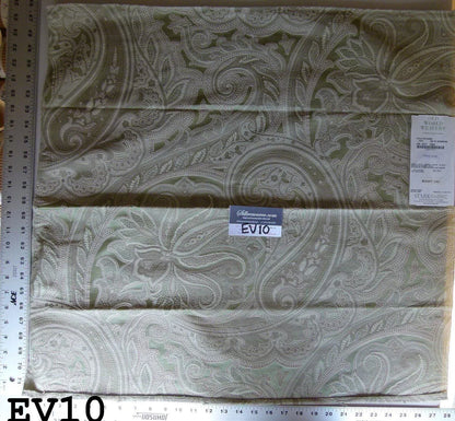 1 Ev10 Scalamandre Showroom Sample Square Villa Rizzardi Silk Jade Green Paisley MSRP USD 207/Y