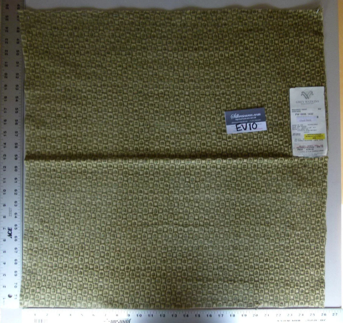 4 Ev10 Scalamandre Showroom Sample Square Squared Away Avocado Green Geometric MSRP USD 159/Y (copy)