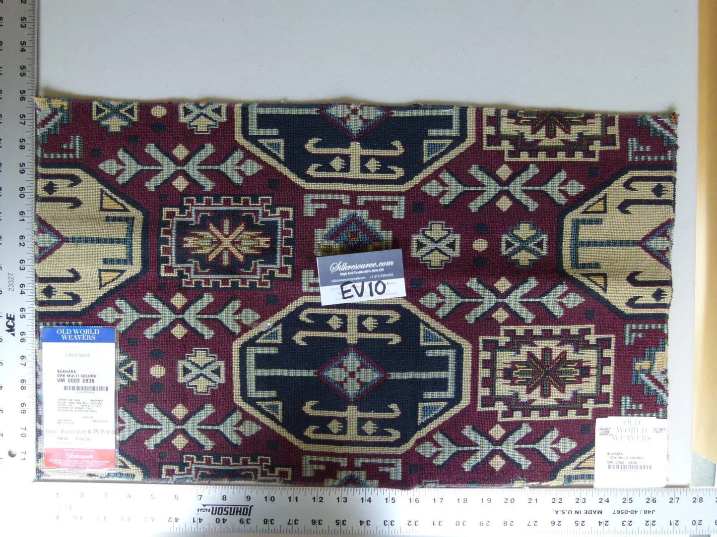 9 Ev10 Scalamandre Showroom Sample 16"x26" Bukhara Dark Multi Colors MSRP USD 156/Y