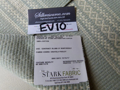 11 Ev10 Scalamandre Showroom Sample Square Aidan Sea Breeze Pale Green Geometric Stripe