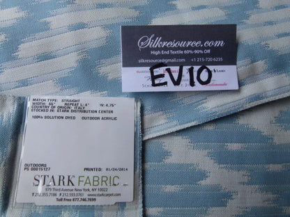 12 Ev10 Scalamandre Showroom Sample Square White Water Sky Blue Ikat Geometric