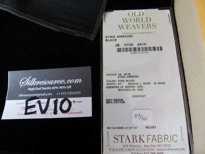 13 Ev10 Scalamandre Showroom Sample Square Strie Amboise Black Velvet