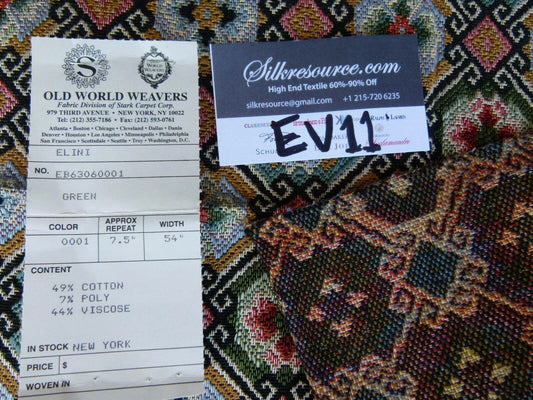 4 Ev11 Scalamandre Showroom Sample Square Elini Green Geometric Floral Per Piece