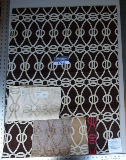 5 Ev11 Scalamandre Showroom Sample 35"x26" Interlochen Chocolate Chip Deep Brown Cream Geometric Loop