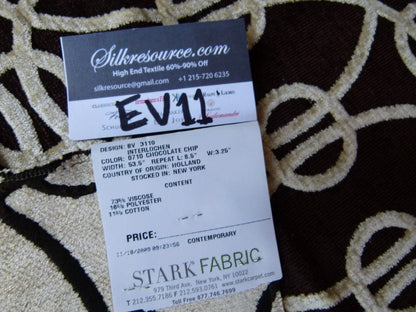 5 Ev11 Scalamandre Showroom Sample 35"x26" Interlochen Chocolate Chip Deep Brown Cream Geometric Loop