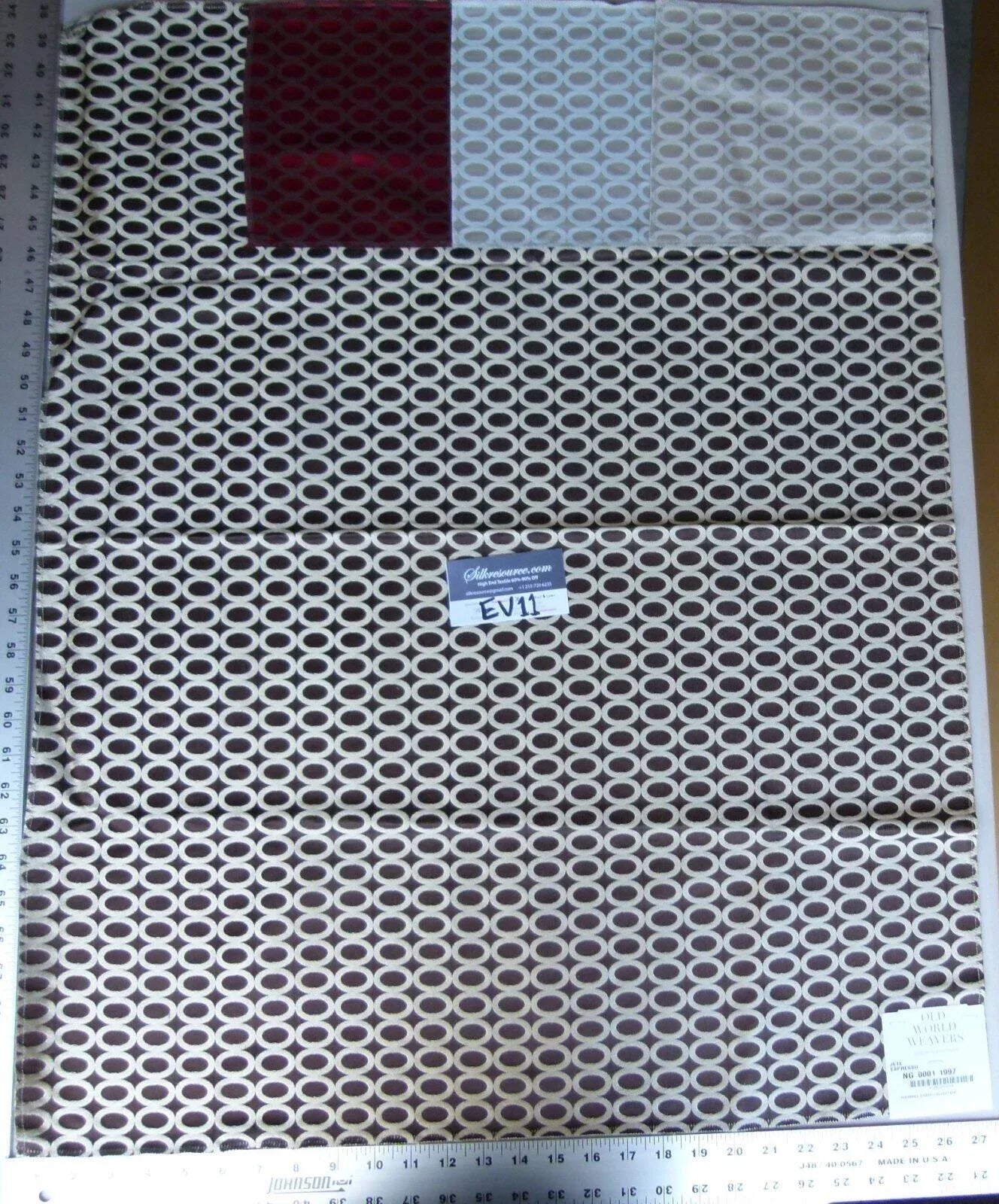 6 Ev11 Scalamandre Showroom Sample 34"x26" Jete Espresso Dark Brown Beige Loop 100% Silk Per Piece