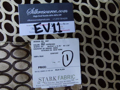 6 Ev11 Scalamandre Showroom Sample 34"x26" Jete Espresso Dark Brown Beige Loop 100% Silk Per Piece