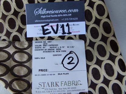 6 Ev11 Scalamandre Showroom Sample 34"x26" Jete Espresso Dark Brown Beige Loop 100% Silk Per Piece