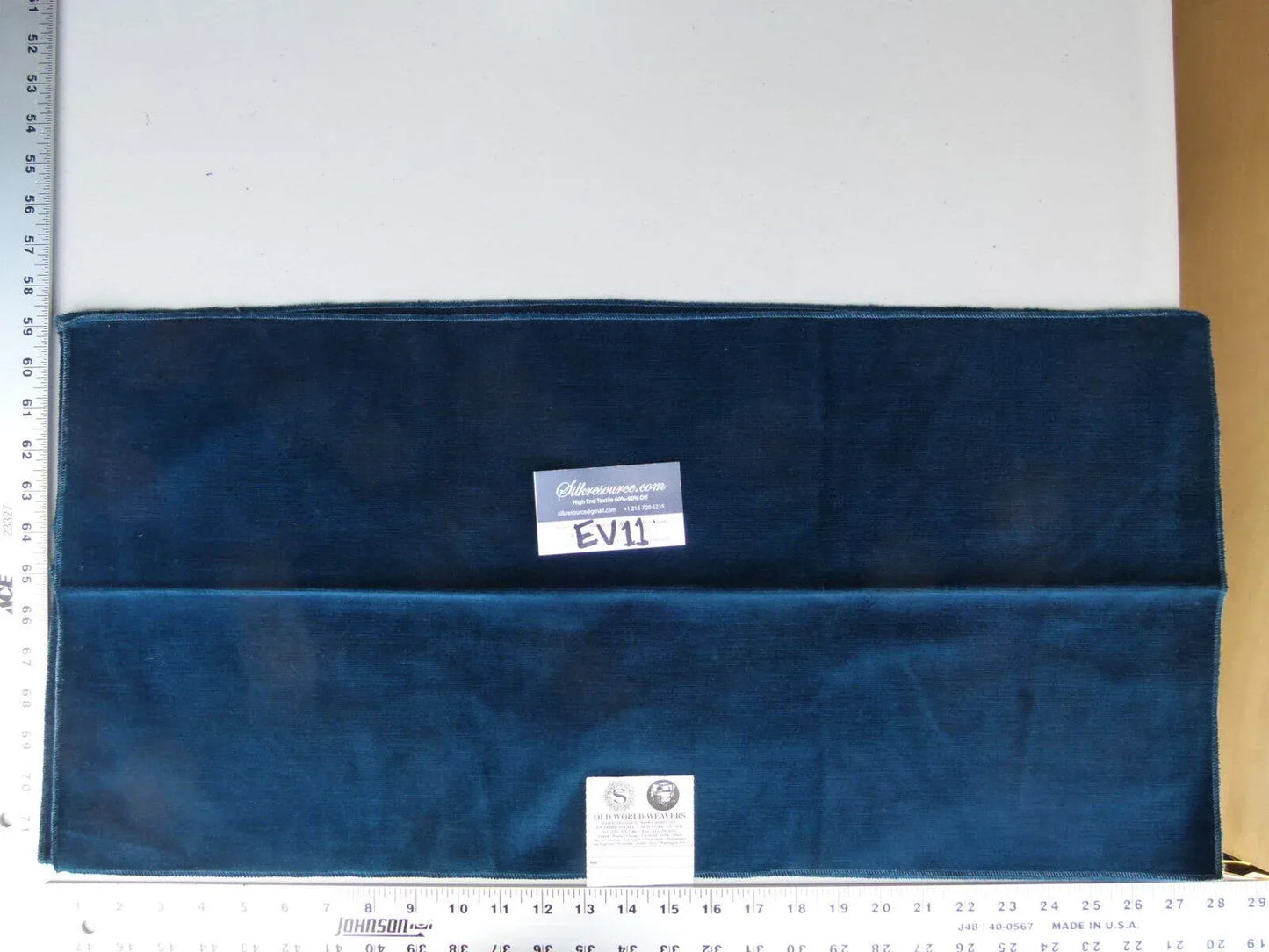 7 Ev11 Scalamandre Showroom Sample 28"x13" Ocean Blue Velour Per Piece
