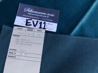 9 Ev11 Scalamandre Showroom Sample 28"x13" Alexandre Velvet Turquoise Blue Solid