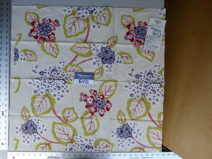 11 Ev11 Scalamandre Showroom Sample Square Miranda Red Violet Purple Cotton Embroidery Floral #1 MSRP USD646/Yard