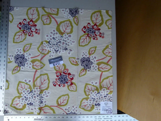 12 Ev11 Scalamandre Showroom Sample Square Miranda Red Violet Purple Cotton Embroidery Floral #2