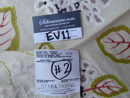 12 Ev11 Scalamandre Showroom Sample Square Miranda Red Violet Purple Cotton Embroidery Floral #2