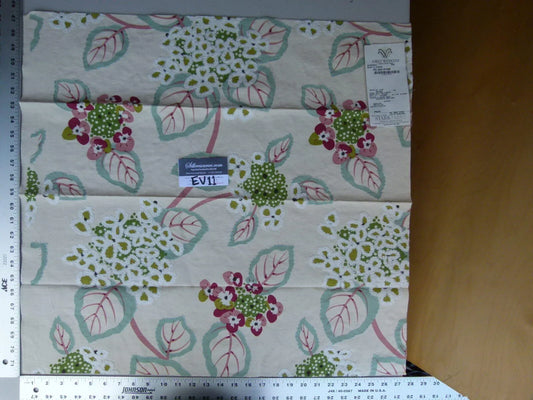14 Ev11 Scalamandre Showroom Sample Square Miranda Rose Green Floral Embroidery Cotton MSRP USD646/Y