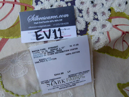 21 Ev11 Scalamandre Showroom Sample 26"x18" Miranda Red Violet Purple Cotton Embroidery Floral