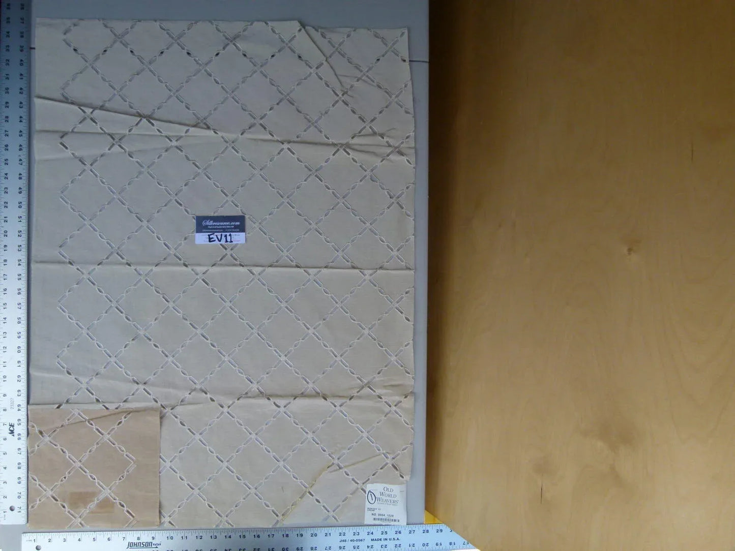 29 Ev11 Scalamandre Showroom Sample 35"x26" Monique Vv Cream Silk Linen Embroidery Diamond Sheer Per Piece