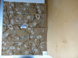 42 Ev11 Scalamandre Showroom Sample 35"x28" Jantar Cocoa Brown Green Floral Crewel Embroidery Cotton Wool #12