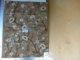 44 Ev11 Scalamandre Showroom Sample 35"x28" Jantar Cocoa Brown Green Floral Crewel Embroidery Cotton Wool #14