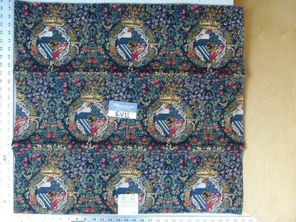 48 Ev11 Scalamandre Showroom Sample Square Medievel Crest Blue Tapestry
