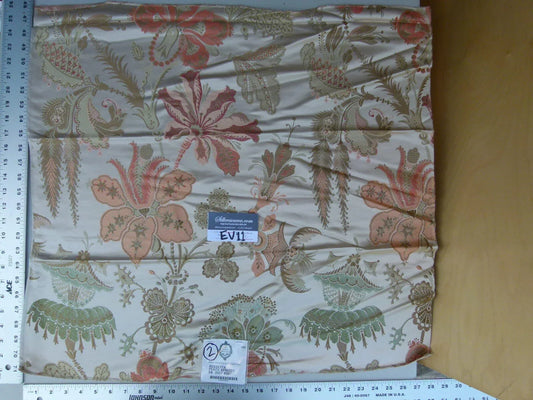 53 Ev11 Scalamandre Showroom Sample Square Old World Weavers Rossetta Peach Apricot Cream 100% Silk Floral #2 MSRP 1200/Y