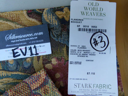 58 Ev11 Scalamandre Showroom Sample Square Flanders Banquet Floral Tapestry Pink Blue Tan #3