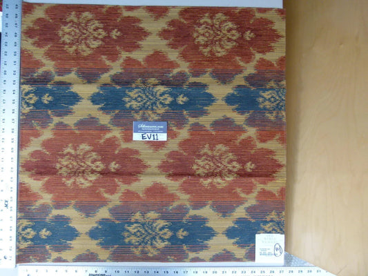 59 Ev11 Scalamandre Showroom Sample Square Academy Ikat Persian Blue Tan Red Woven #1 Bag2