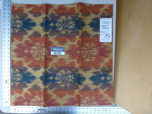61 Ev11 Scalamandre Showroom Sample Square Academy Ikat Persian Blue Tan Red Woven #3 Bag2