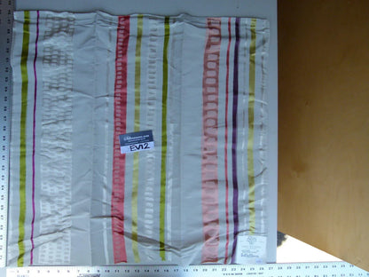 7 Ev12 Scalamandre Showroom Sample Square Jazzy Stripe Rose Cream Grey Silk Linen