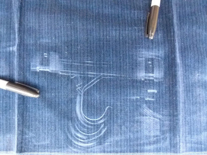 9 Ev12 Scalamandre Showroom Sample Square Strie Amboise Midnight Blue Velvet (minor Defect)