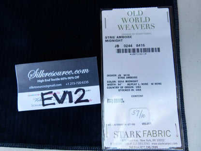 9 Ev12 Scalamandre Showroom Sample Square Strie Amboise Midnight Blue Velvet (minor Defect)