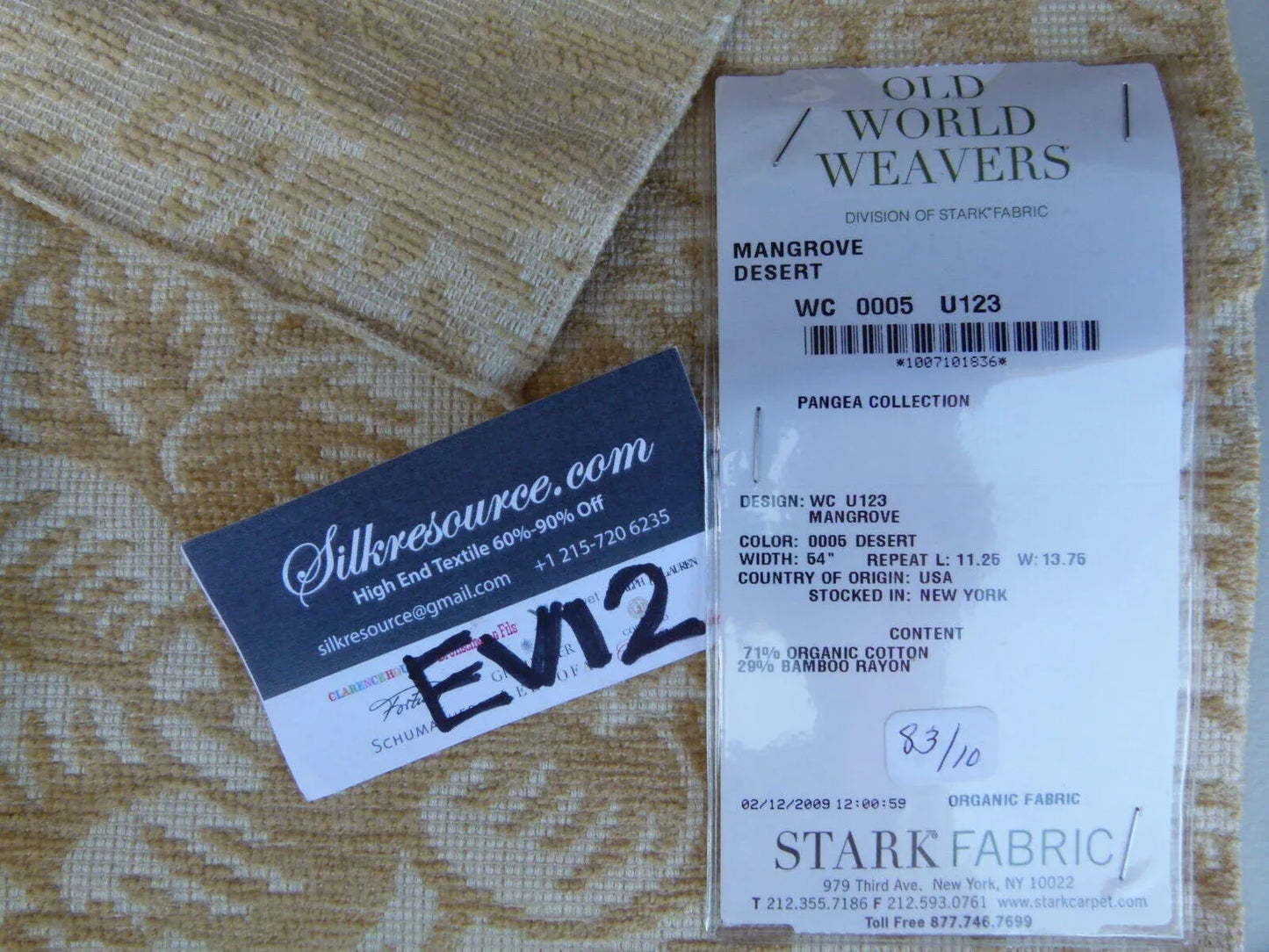 14 Ev12 Scalamandre Showroom Sample Square Mangrove Desert Beige Tan Floral Woven