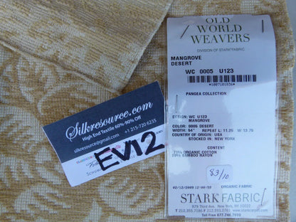 14 Ev12 Scalamandre Showroom Sample Square Mangrove Desert Beige Tan Floral Woven