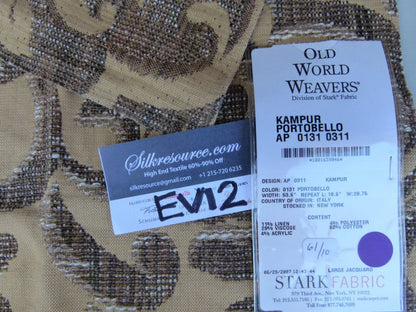 15 Ev12 Scalamandre Showroom Sample Square Kampur Portobello Brown Tan Medallion Reversible