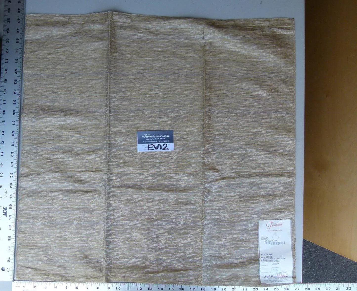 19 Ev12 Scalamandre Showroom Sample Square Essentia Vanilla Textured Silk Old World Weavers MSRP USD 204/y