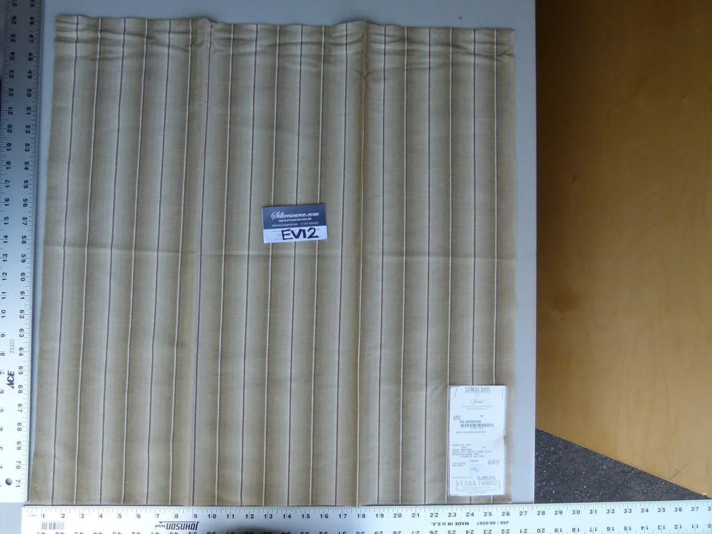 20 Ev12 Scalamandre Showroom Sample Square Lindy Beige Cotton Linen Stripe