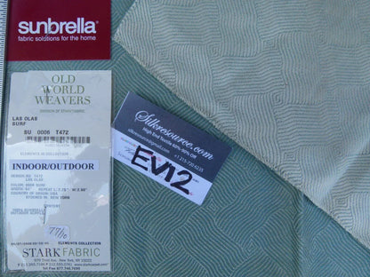 22 Ev12 Scalamandre Showroom Sample Square Las Olas Surf Blue Sunbrella Reversible Geometric Wave Weave