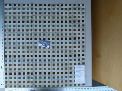 24 Ev12 Scalamandre Showroom Sample Square San Marco Outdoor Textured Seafoam Geometric Square Brown Green Cream