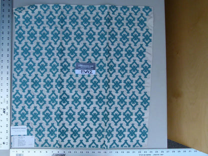 27 Ev12 Scalamandre Showroom Sample Square Little Clintch Teal Blue White Outdoor Geometric Reversible
