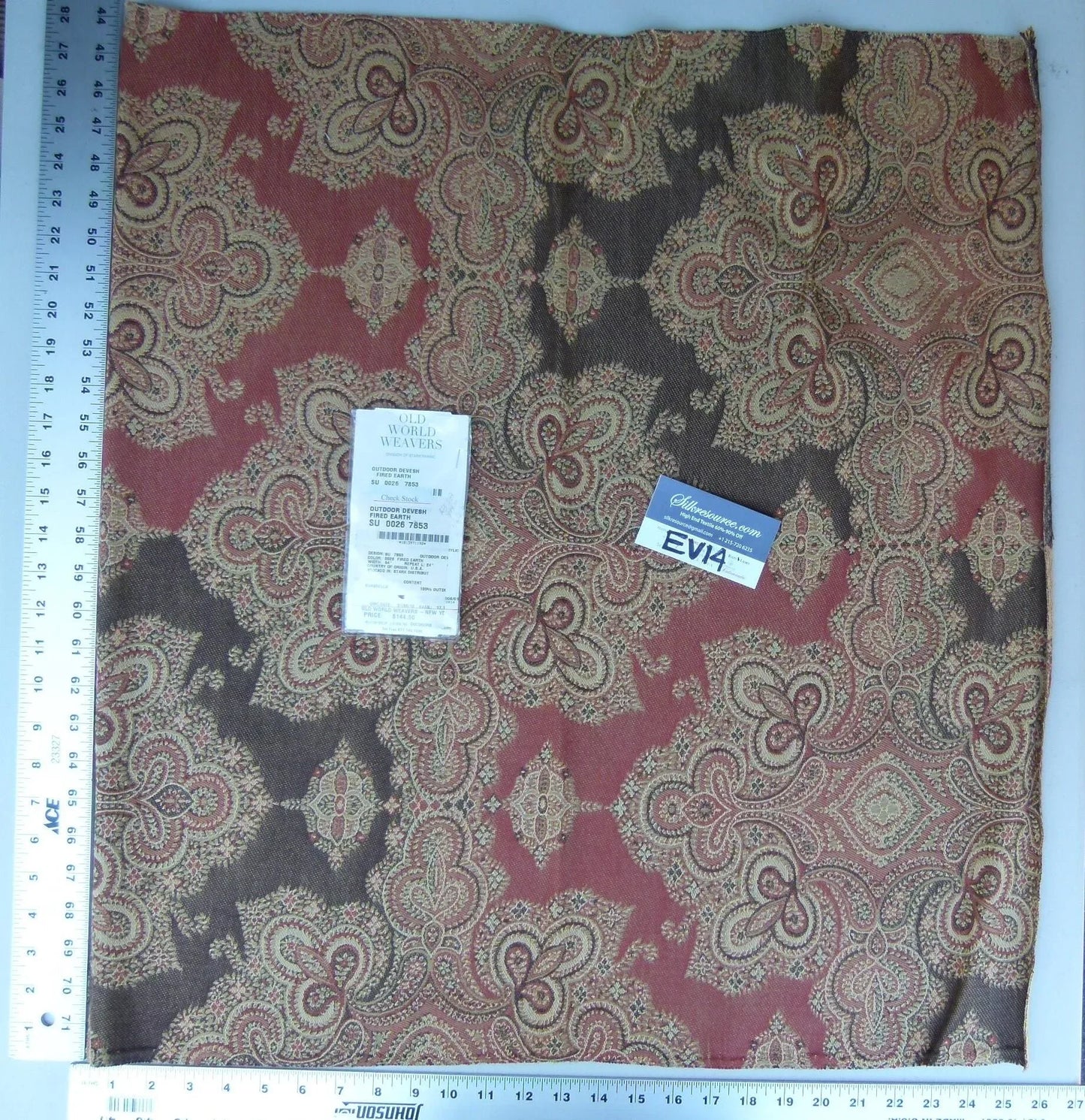 1 Ev14 Scalamandre Sample Square Outdoor Devish Fired Earth