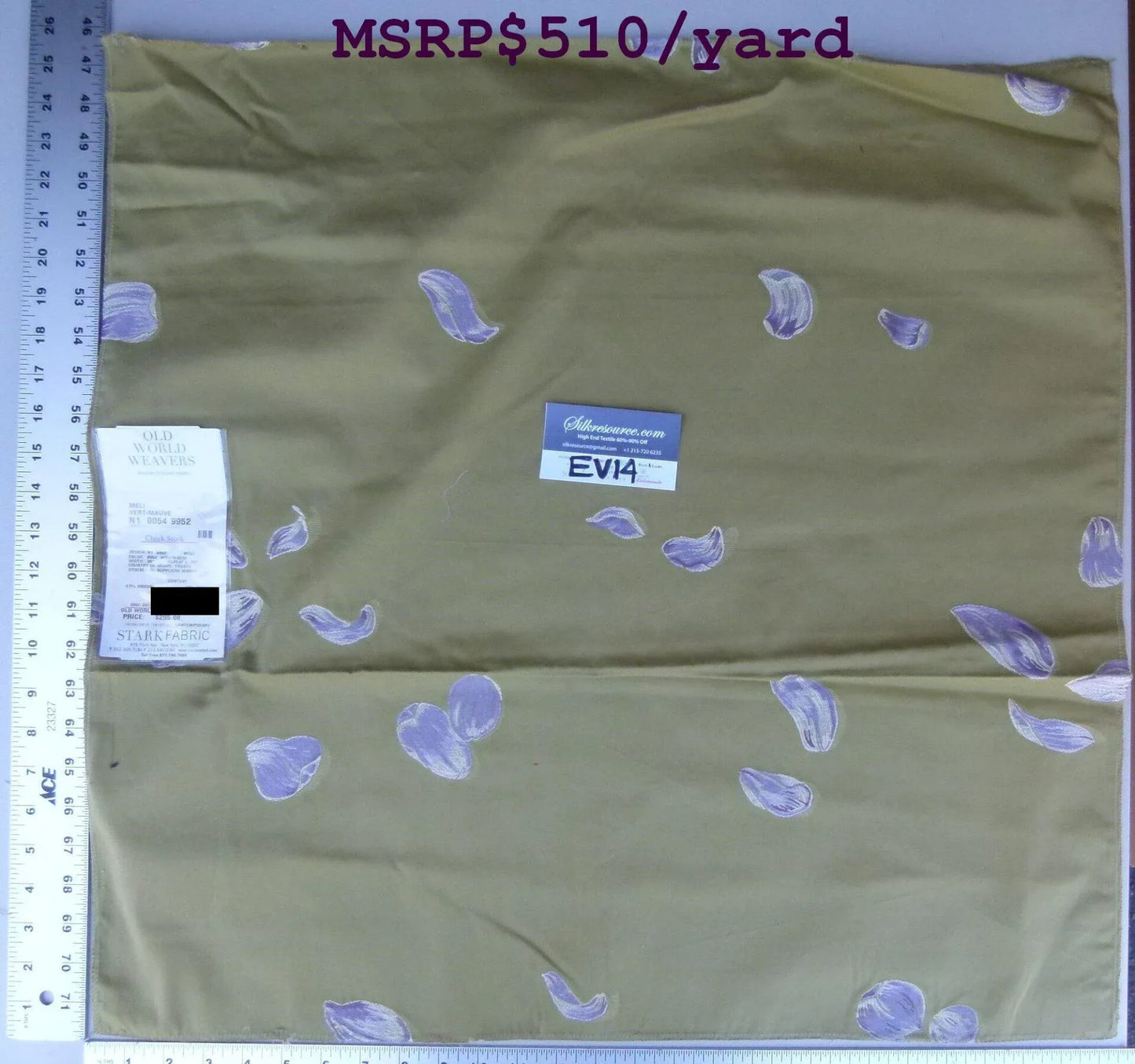 3 Ev14 Scalamandre Sample Square Meli Vert / Mauve