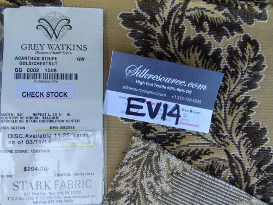5 Ev14 Scalamandre Sample Square Acanthus Stripe Gold Chestnut
