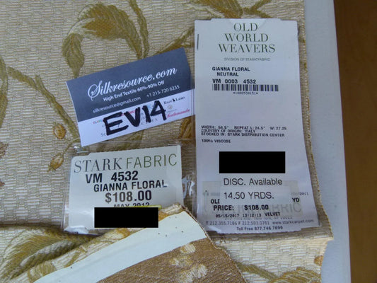 9 Ev14 Scalamandre Sample Square Gianna Floral Nuetral